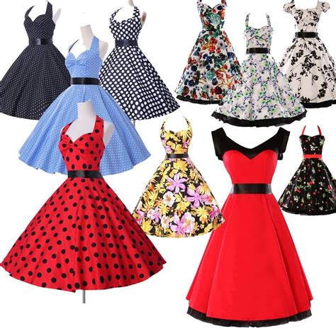 Swing Rockabilly Cocktail Dress Dot Housewife Party Womens 50s Polka