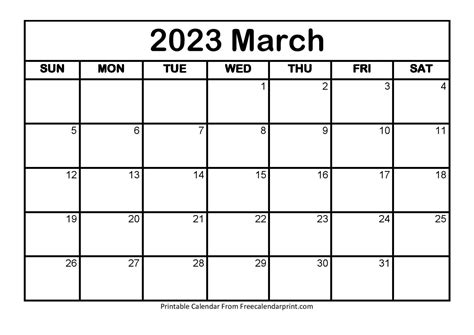 March 2023 Calendar Printable Pdf Blank Templates
