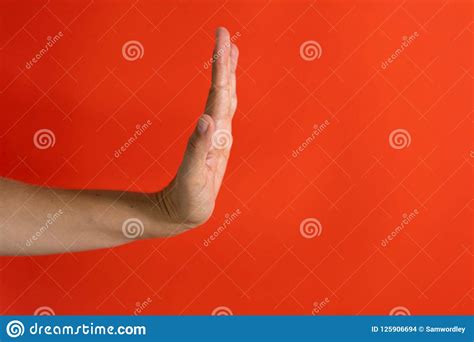 Woman Hand Showing Stop Sign Stock Photo Image Of Command Closeup