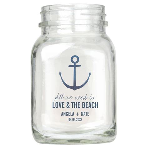 Nautical Anchor Coastal Beach Wedding Mason Jar Zazzle In 2023