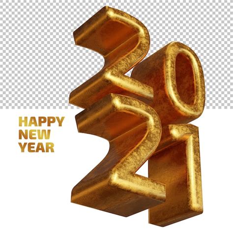 Premium Psd Happy New Year 2021 Golden Bold 3d Render Isolated