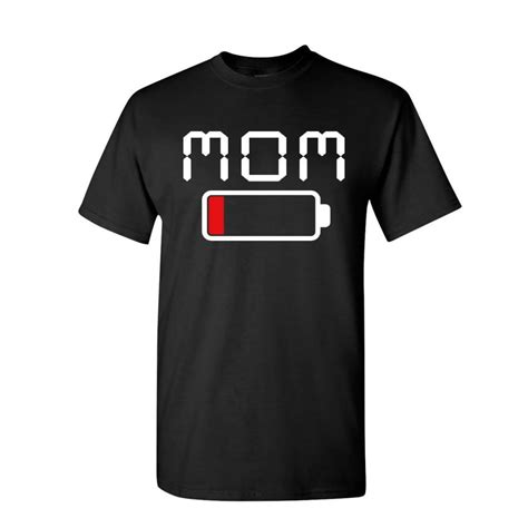 Tee Hunt Exhausted Mom Low Battery T Shirt Mothers Day Low Energy