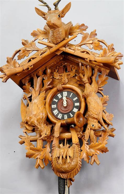 Black Forest Vintage Cuckoo Clock Large Vintage Black Forest Carved