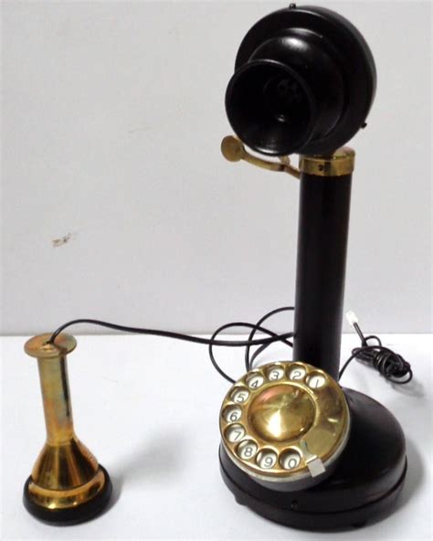 Antique Brass Candlestick Telephone Rotary Dial Vintage Look Etsy