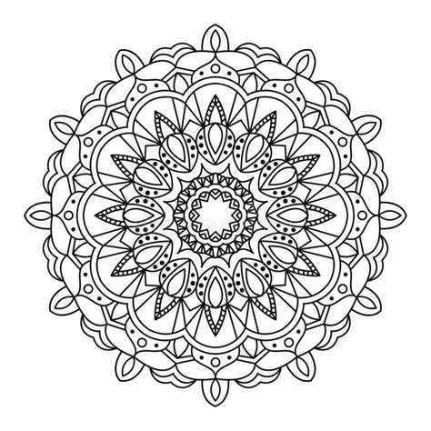 Lace Mandala Outline For Adult Coloring Page Black And White Round