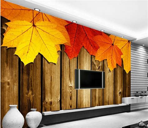 3d Wallpaper For Room Custom 3d Wallpaper Maple Leaf Living Room
