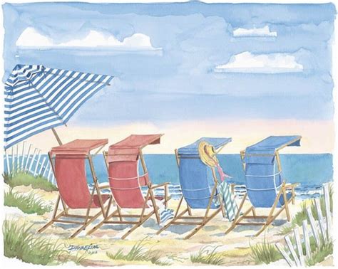 Beach Chairs 3d Karten Strand Aquarell