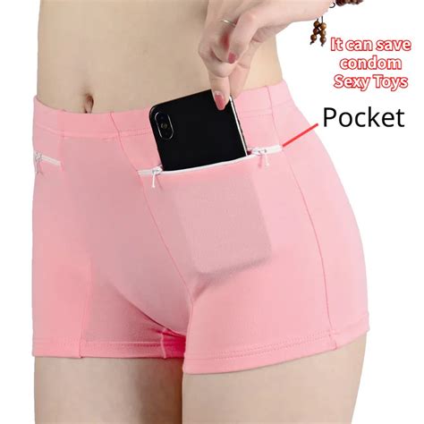 Woman Pockets Underwear With Zippers Outdoor Sex Toys Bag Travle Anti Theft Briefs Condom
