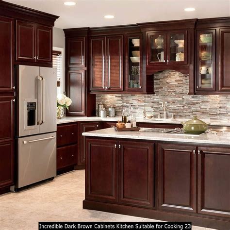 Incredible Dark Brown Cabinets Kitchen Suitable For Cooking Brown Kitchen Cabinets Luxury