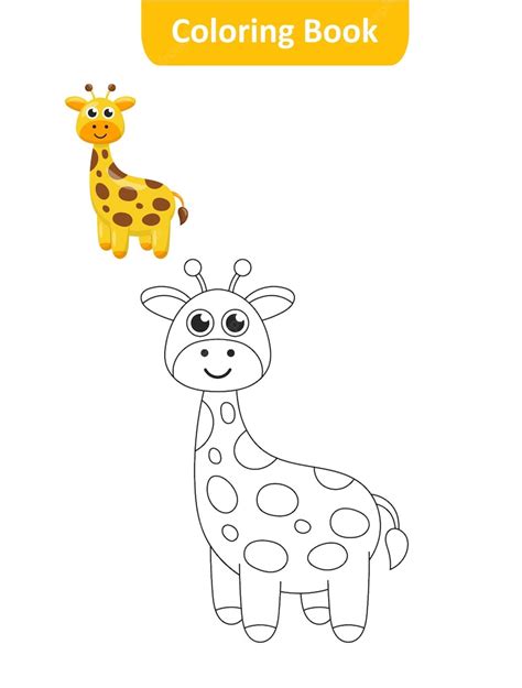 Girafa Para Colorir Vetor Premium