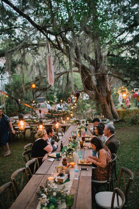 Outdoor Casual Reception In The Park With Boho Details Casual Outdoor