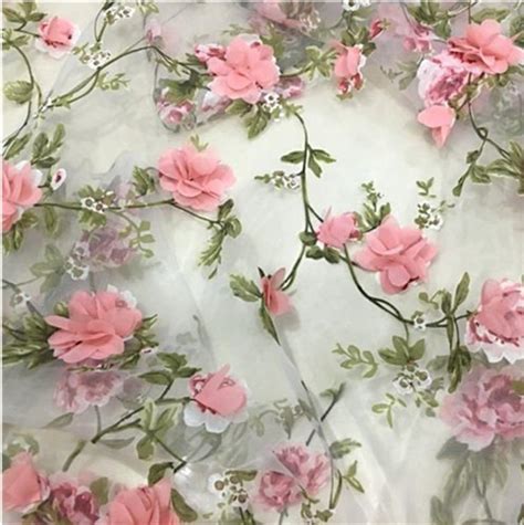 Tong Gu Lace Fabric Organza 3d Pink Chiffon Rose Floral