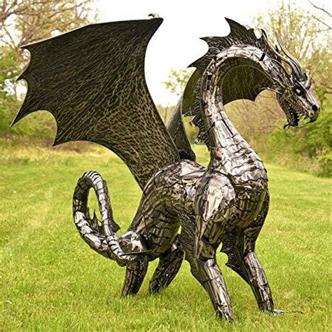 The most common large dragon statue material is stone. Zaer Ltd. Large Metal Dragon Statue 6 FT. Tall - Weather ...