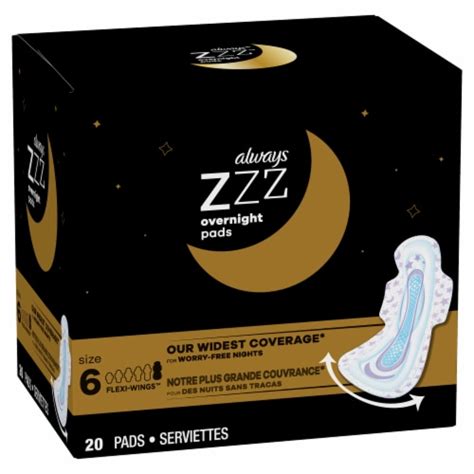 Always® Zzz Size 6 Overnight Pads With Wings 20 Ct Ralphs