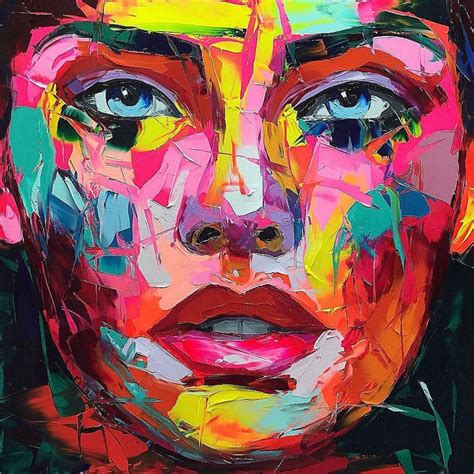 Hand Painted Cool Woman Wall Art Canvas Painting Abstract Artwork Face Colorful Knife Painting