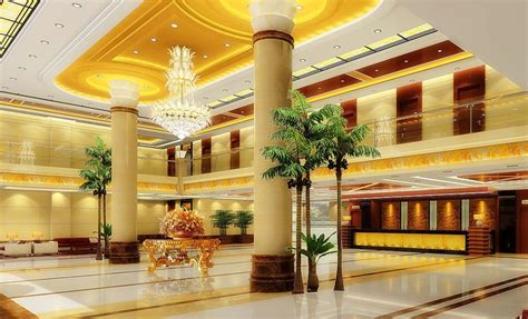 Golden Luxury Hotel Lobby Ceiling And Pillars Golden City Hotel