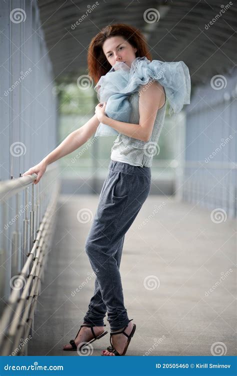 Young Girl Posing In A Covered Walkway Stock Photo Image Of Caucasian