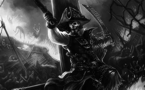 Skeleton Pirate Painting Pirates Kraken Hd Wallpaper Wallpaper Flare