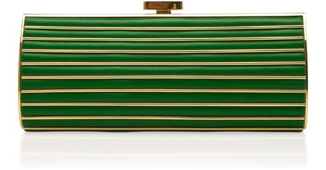 Lyst Elie Saab Large Striped Clutch In Green