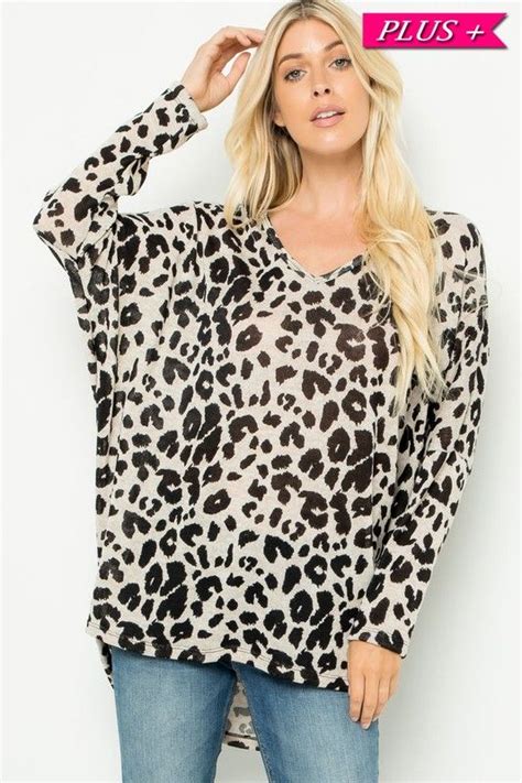 Long Sleeve Leopard Print Dolman Tunic Boutique Tops Tops Fashion