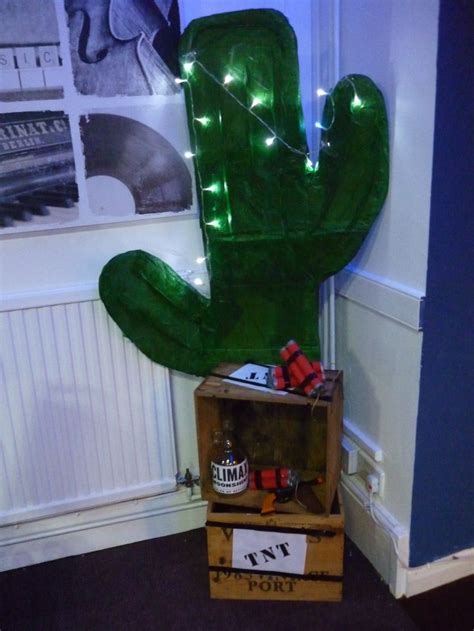 6 Foot Cardboard Cactus Decoration Old Crates Decorated As
