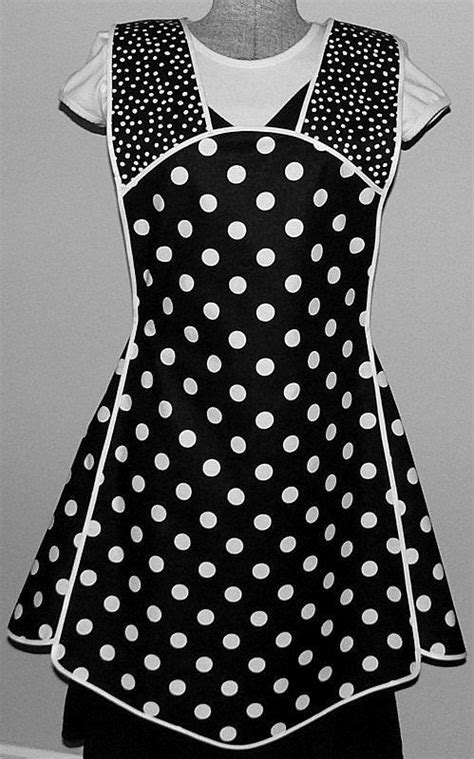 Black And White Polka Dot Retro 50s Smock Apron Relaxed Fit Etsy Apron Sewing Pattern