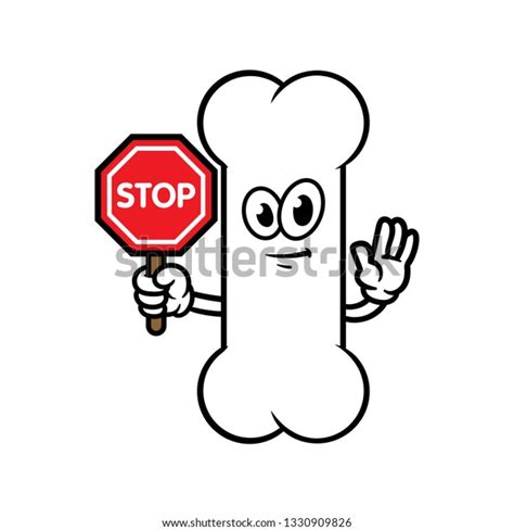 Cartoon Bone Character Holding Stop Sign Stock Vector Royalty Free