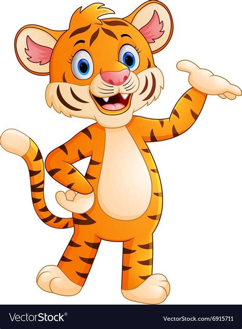 Illustration Of Cute Tiger Waving Hand Download A Free Preview Or High