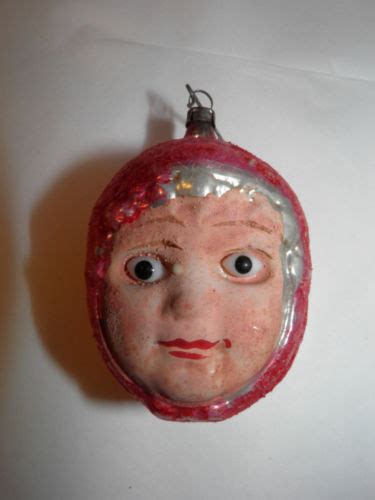 Antique Blown Mercury Glass Christmas Ornament Girl Face With Glass Eyes Antique Price