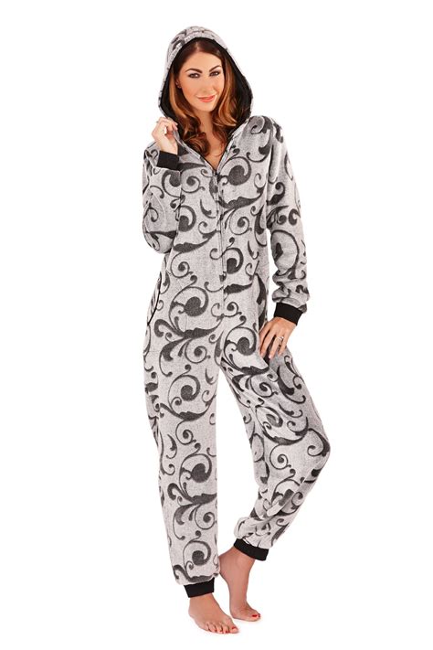 Ladies Womens Snug Onesie Adult All In One Fleece Zip Jumpsuit Pyjamas