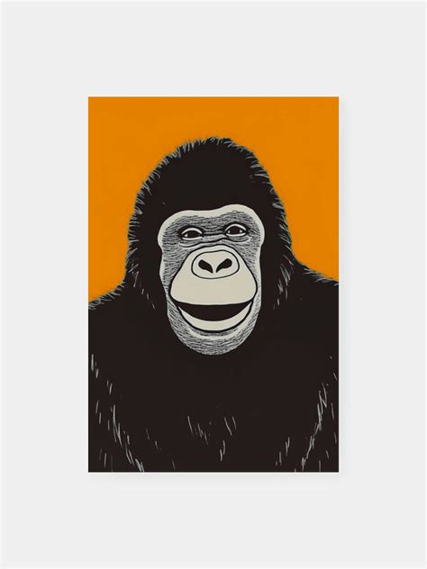 Orange Pop Art Gorilla Poster Klumo Shop