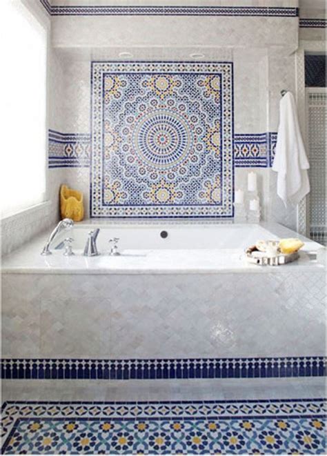 Blue Moroccan Mosaic Tile Bathroom In Cape Cod