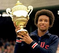 Image result for Arthur Ashe became the first black man to win a Wimbledon singles title when he defeated Jimmy Connors.