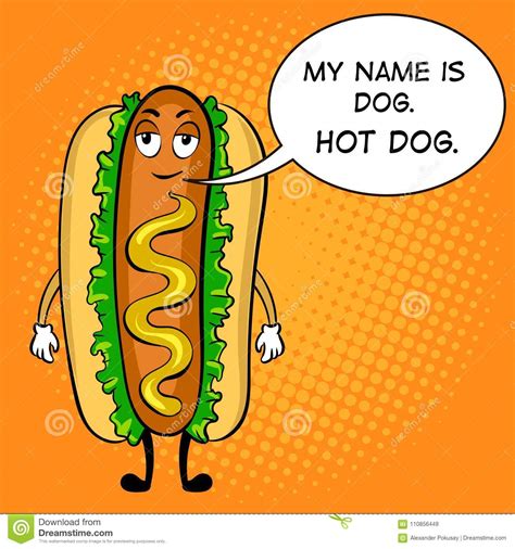 Hot Dog Cartoon Pop Art Vector Illustration Stock Vector Illustration