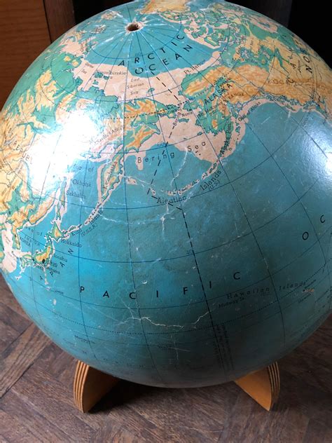 Large Vintage World Globe 16 Inch Globe Physical Political World