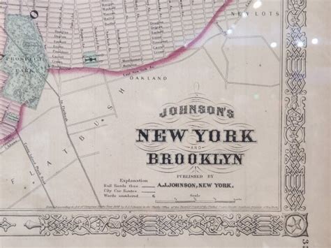 A Johnson New Yorkbrooklyn Framed Map 1866 In United States