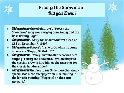 Fun Facts About Frosty The Snowman Cat Talk