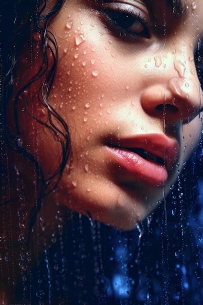 Premium Ai Image A Woman With Water Drops On Her Face