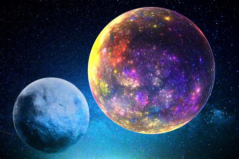 Two Purple And Blue Planets Wallpaper Space Planet Stars Hd