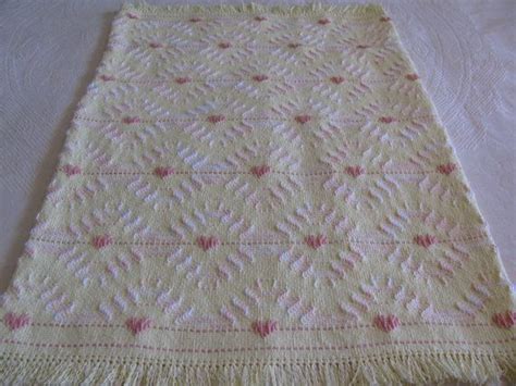 Swedish Weaving Monks Cloth Baby Blanket Done On Yellow Cloth With