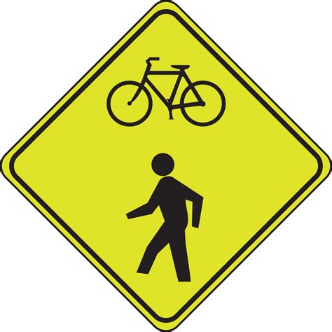 Combined Bicyclepedestrian Crossing Fluorescent Yellow Green Sign Frw531