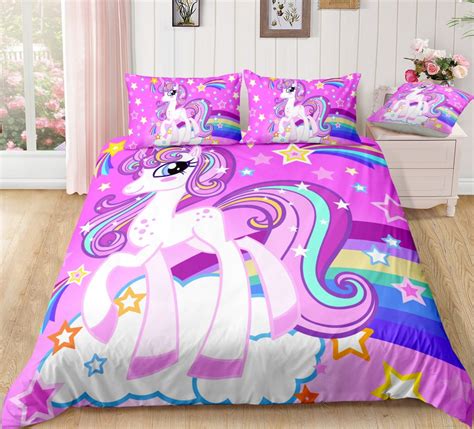 Elegant Purple Unicorn Stars Bedding Set Unilovers