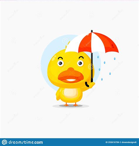Illustration Of Cute Duck With Umbrella Stock Vector Illustration Of