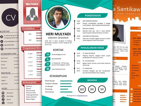 Contoh cv curriculum vitae (resume) untuk lamaran kerja atau profesional, menggunakan bahasa indonesia dengan desain yang menarik . Contoh CV Lamaran Kerja WORD PDF Menarik Kreatif | Daftar ...