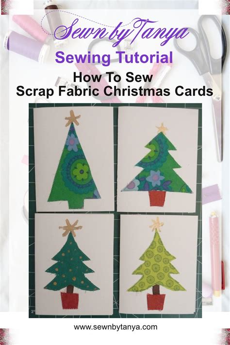 Scrap Fabric Christmas Cards Tutorial Sewn By Tanya Blog