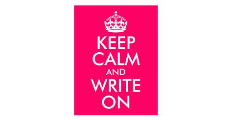 Bright Pink Keep Calm And Write On Postcard Zazzle