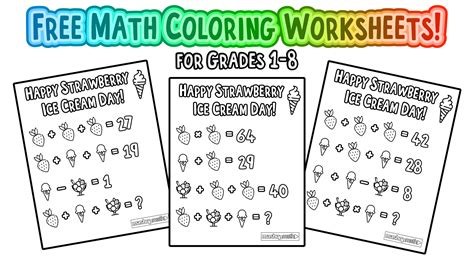 Free Math Coloring Pages For Grades 1 8 Mashup Math
