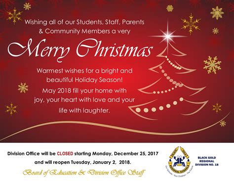 Division Office Holiday Closure And Greetings Black Gold