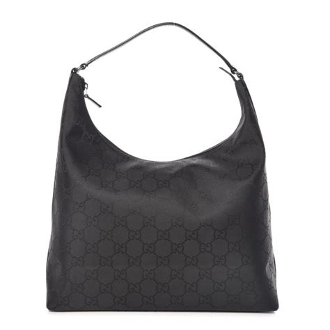 GUCCI Nylon Monogram Large Hobo Black 368422 FASHIONPHILE