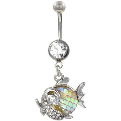 Scaley Goldfish Dangle Steel Belly Ring Belly Rings Belly Button